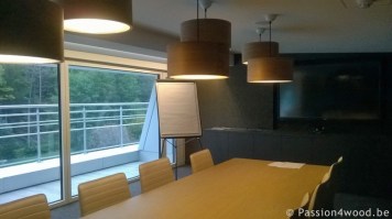 Drum - ronde hanglamp in walnoot hout - passion4wood - woodlight